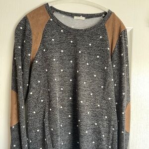 Knit Polka Dot Crew Neck Sweater